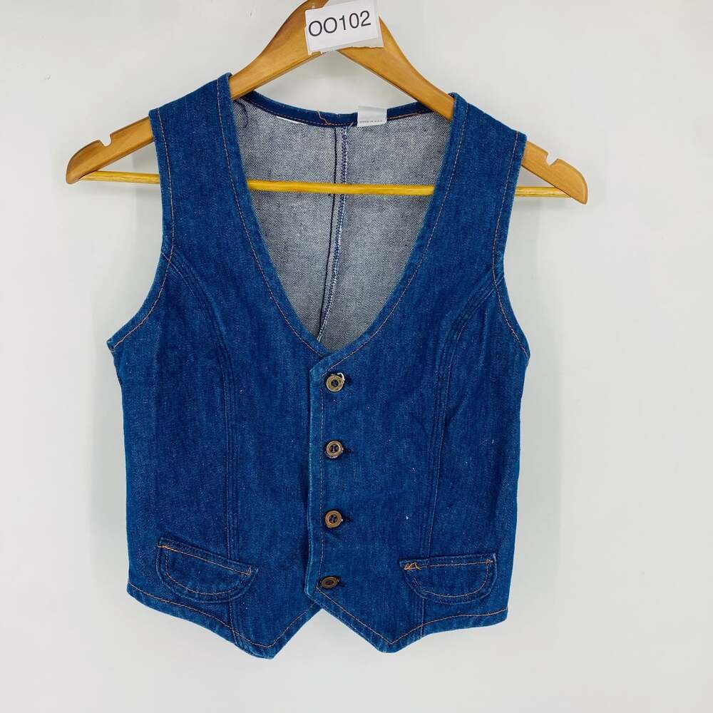 Vintage Wrangler Women's Denim Vest M Dark Wash USA Made Western Boho Y2K Fitted